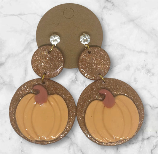 “Pumpkin Glitter Dangle Earrings”