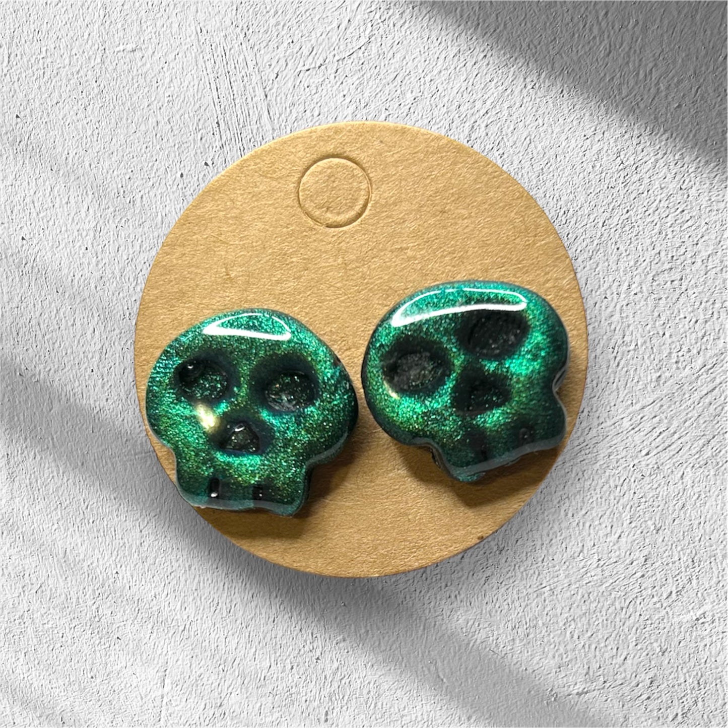 Chrome Green Skull Studs